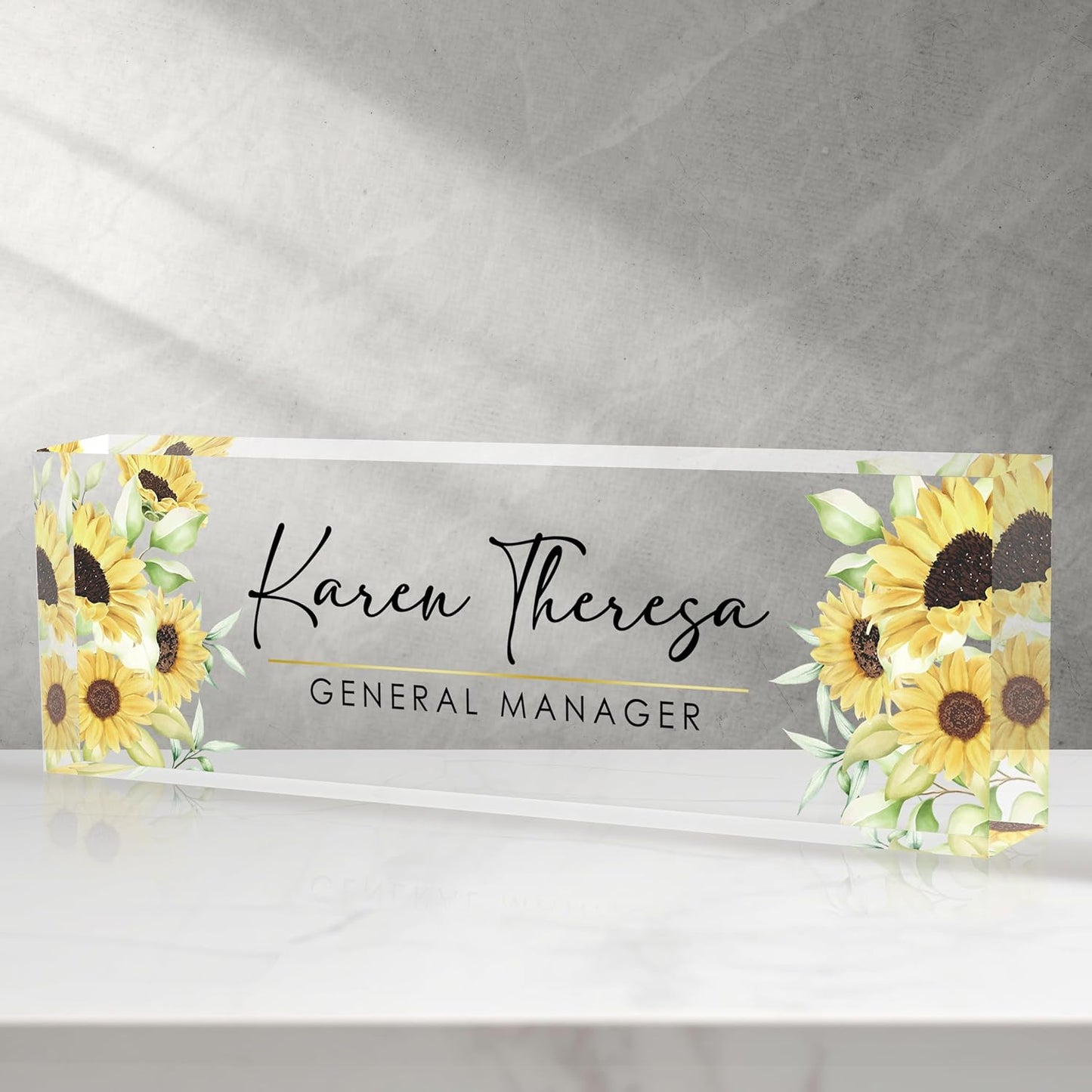 Custom Sunflower Office Name Plate, Personalized Gifts for Women & Employees, Appreciation Gifts for Boss & Teacher, Office Desk Accessories