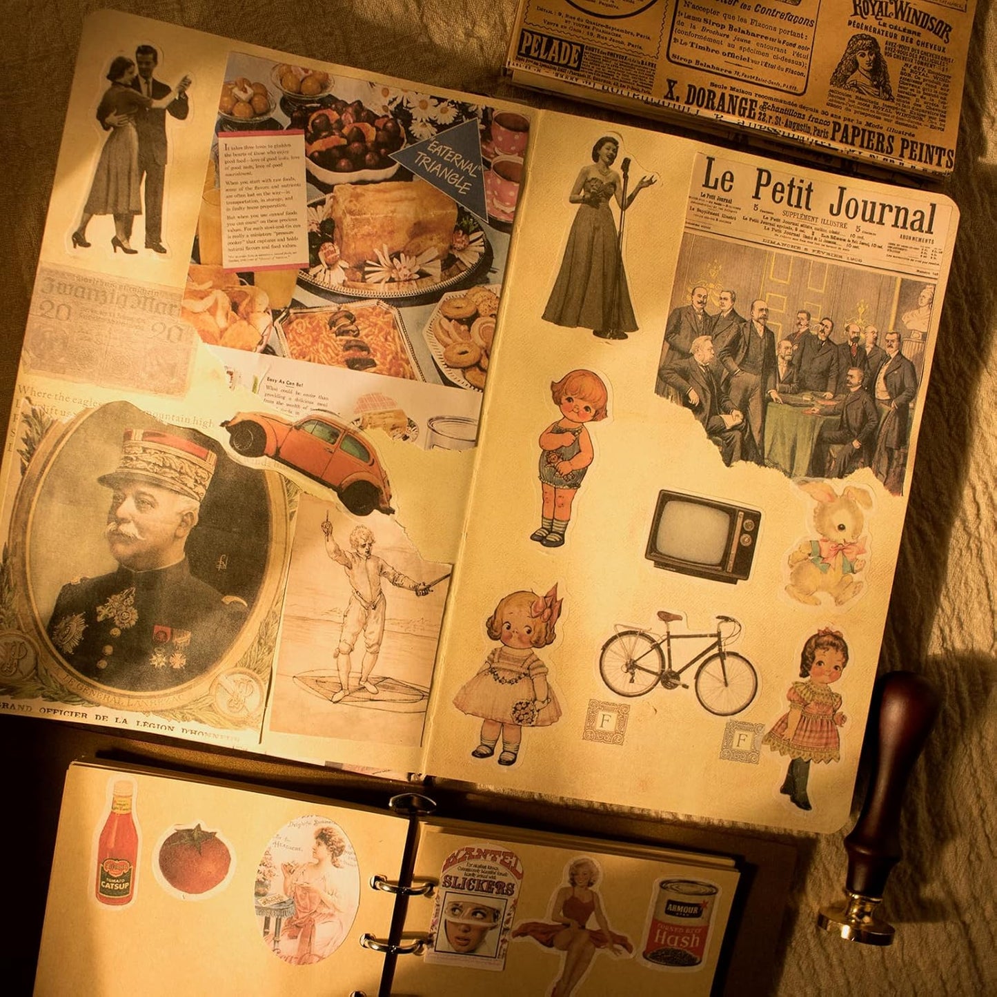 200Pcs Vintage Scrapbook Stickers, Aesthetic Junk Journal Stamping Supplies Kit, Scrapbooking Ephemera Washi Paper for Bullet Journaling Planners Diary Collage (Nostalgic)