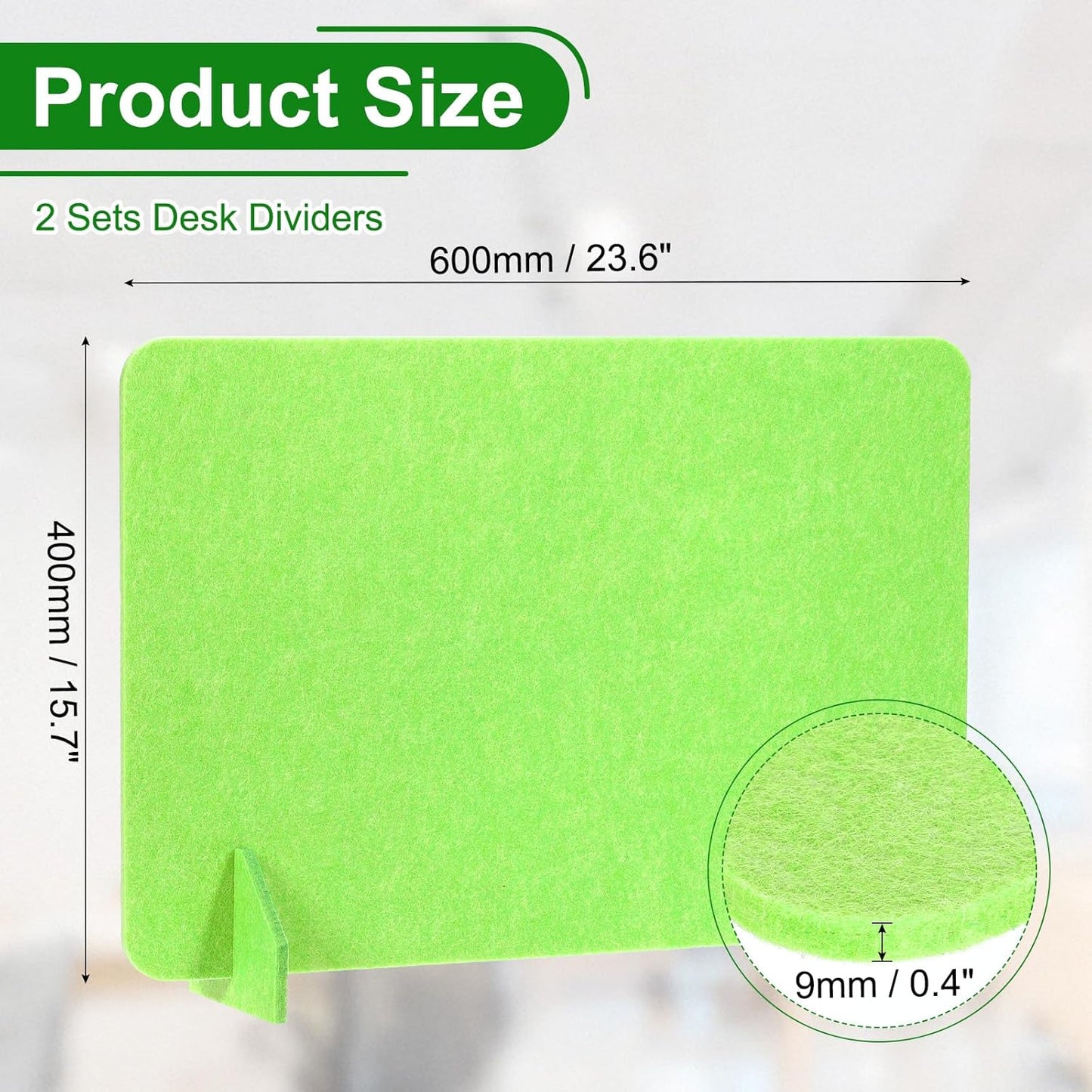 PATIKIL Desk Divider, 2 Set 24 x 16 Inch Acoustic Freestanding Desk Divider Desk Privacy Panel with 4 Pcs Support Feet for Library Office Workstation, Green