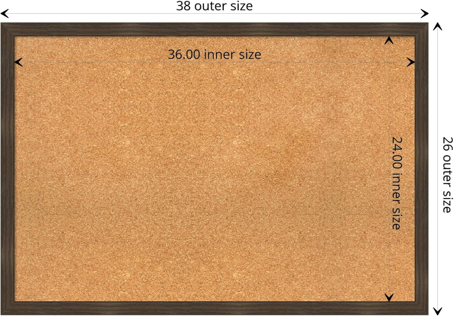 Amanti Art Natural Cork Board for Wall, 26x38 Vision Board with Brown Wood Frame, Large Corkboard Office Decor for Home Organization, Casual Corkboard Pinboard to display items for home organization