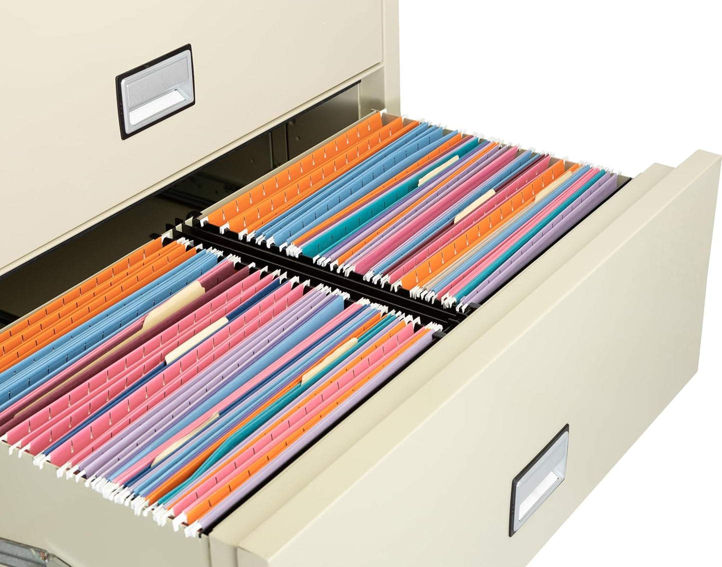38 inch Wide 4-Drawer Lateral Fireproof File Cabinet – Legal and Letter Size Filing – Key Lock – Water Resistant – Fire Safe and Impact Rated – Putty Finish – Model LAT4W38P