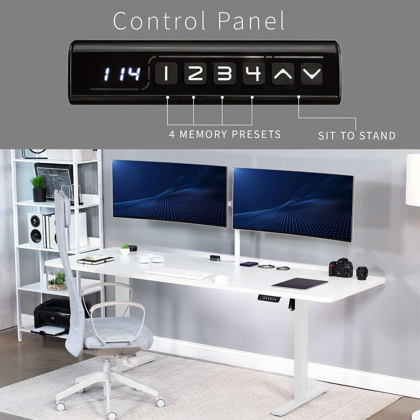 VIVO Large Electric 83 x 30 in Standing Desk, Memory Height Adjustment, 1B Series, White Top White Frame, DESK-KIT-1W8W