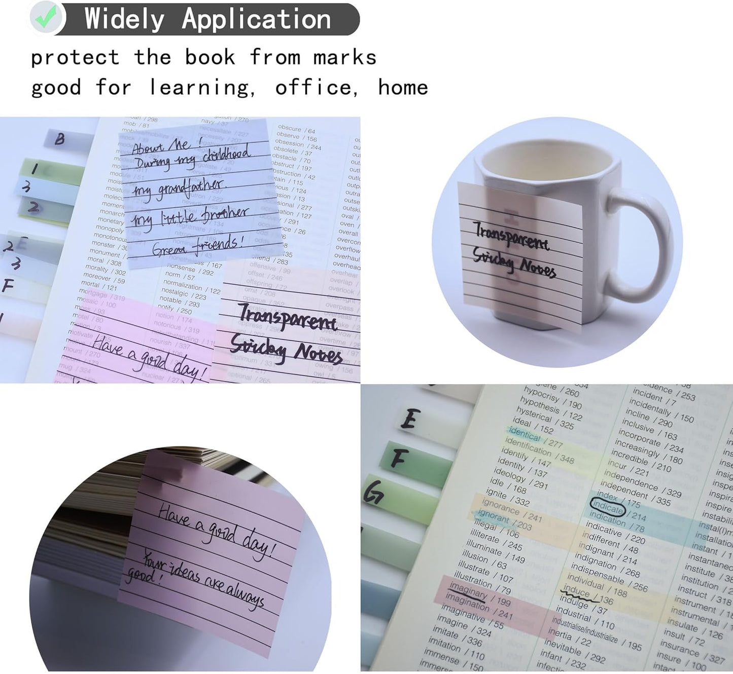 800Pcs Transparent Sticky Notes, 3"x3" Clear Sticky Notes with Lined, Waterproof Translucent Sticky Note Pads for Books Annotation, Clear Post it Notes for Bible Study, School, Office