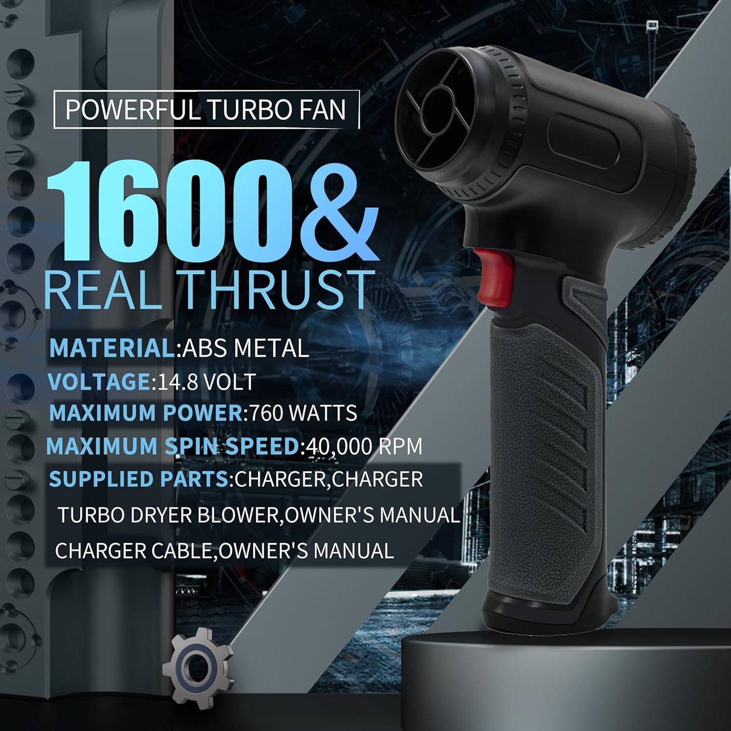 Compressed Air Duster - Electric Air Duster 30W Fast Charging 1600g Instant Thrust Leaf Blower Stepless Speeds Keyboard Cleaner for Electronics,Patio Cleaning,Drying,Snow Blowing,Camping