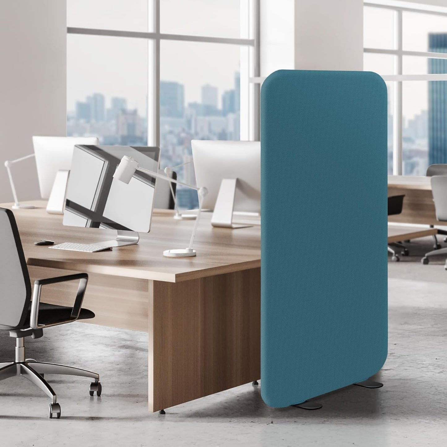 DECOLAB Freestanding Room Partition, Indoor Privacy Panel for Studio Apartment, Living Room, Bedrooms, Home Offices, Worksapces, Anti Scratch, 29"x65", Sapphire