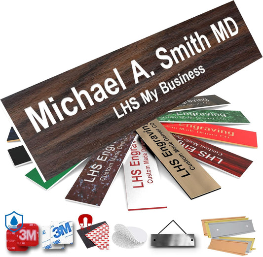Engraved Custom Door Plate Teak Plastic Office Door Sign with White Letters - Made in USA 2x12 N7