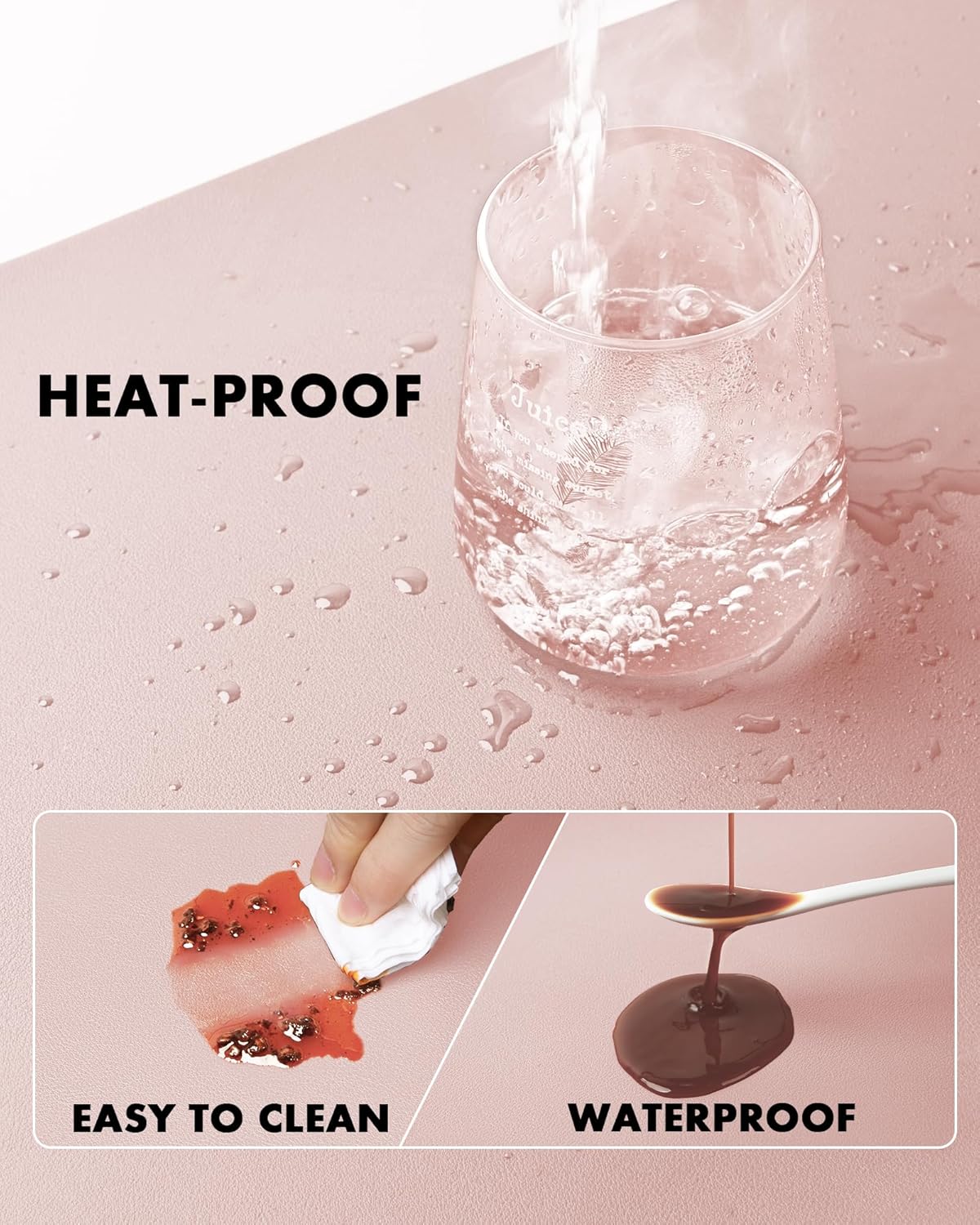 YSAGi Double-Sided Desk Pad, 31.5"x15.7"Leather Desk Mat, Eco Cork Desk Pad Protector,Large Mouse Pad,Waterproof Desk Blotter for Office/Home(Pink)