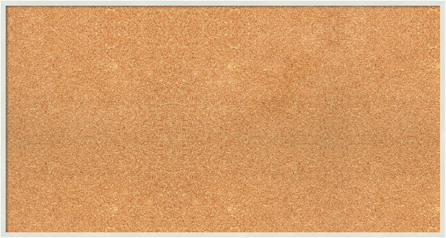 Amanti Art Natural Cork Board for Wall, 19x35 Vision Board with White Frame, Large Corkboard Office Decor for Home Organization, Modern Corkboard Pinboard to Display Items for Home Organization in