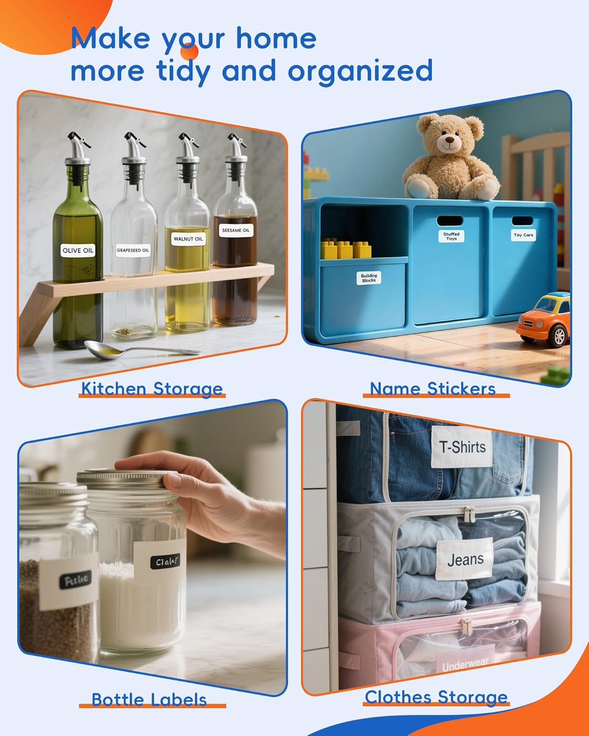 Label Maker Machine with 3 Tapes, D11s Bluetooth Label Maker Waterproof Labels, Portable Mini Label Printer with Various Templates for Home Office School, Blue