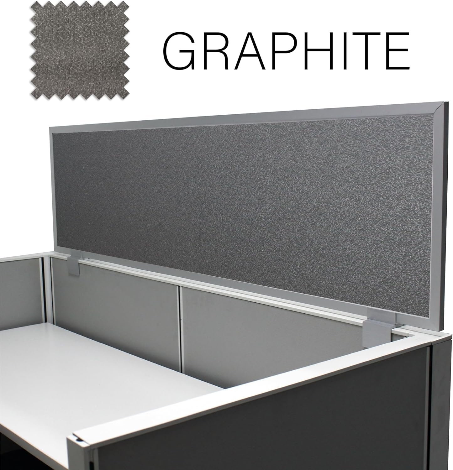 OBEX Acoustical Cubicle Privacy Screen Extender Desk Panel & Office Divider, Add Separation & Block Noise, 12" x 42", Graphite