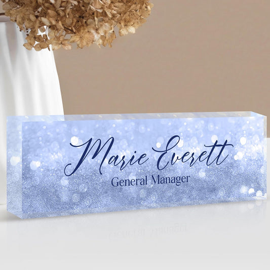 Custom Name Plate for Desk | Personalized Desk Name Plate | Personalized Boss Employee Appreciation Gifts | Acrylic Name Plate Office Desk Accessories (A-Blue Quartz)