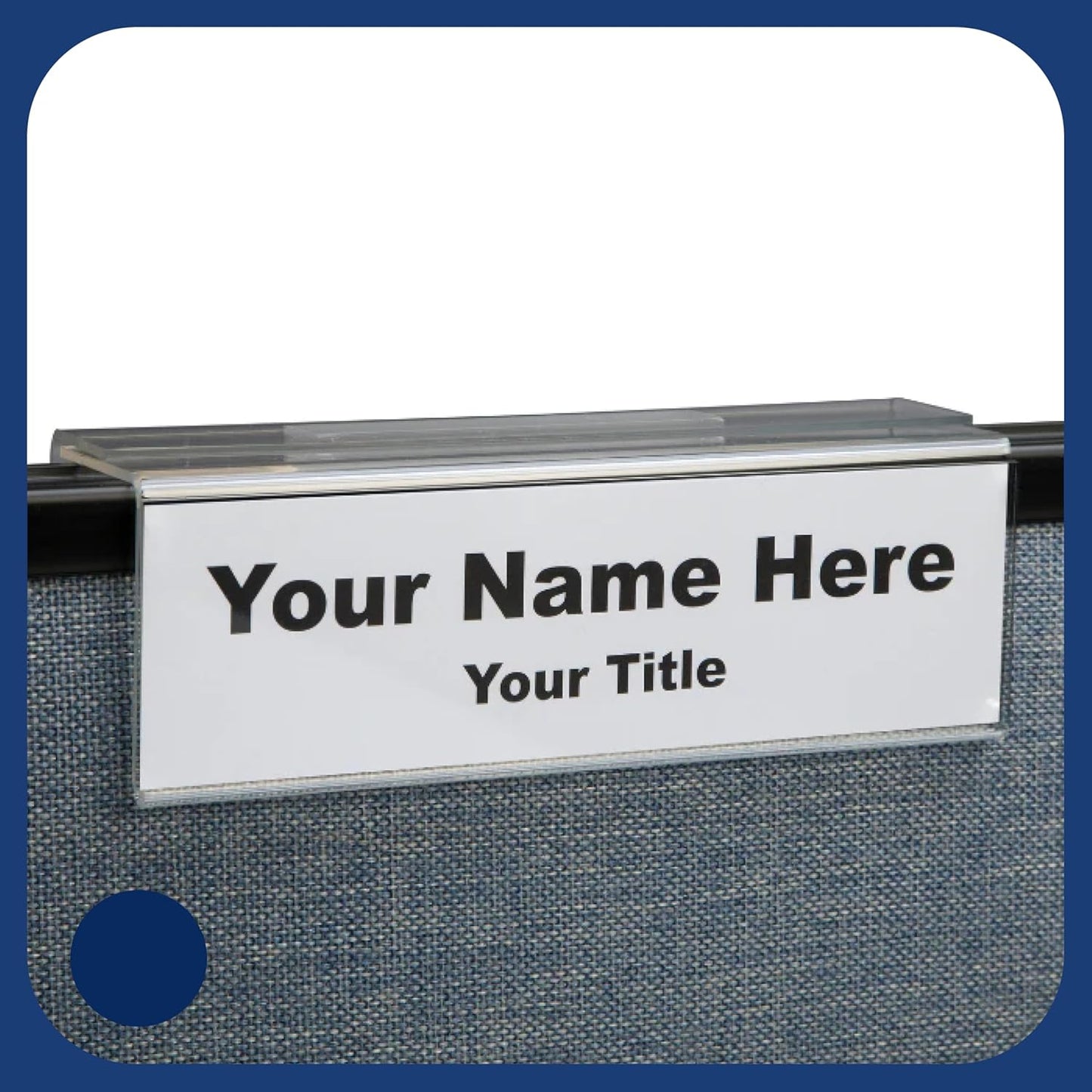 50-Pack Clear & Adjustable Name Tag Holder - Acrylic Name Plate wih Single Sided Cubicle Sign Frame - for Desk Tags, Wall Display, Cubicle Label, Office Door Sign - Expand Up to 3" Wide