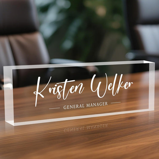 Personalized Desk Name Plates, Acrylic Engraved Name Plate for Desk, Custom Office Gifts & Desk Decor for Women Men, Employee Appreciation Gifts for Boss Teacher Nurse