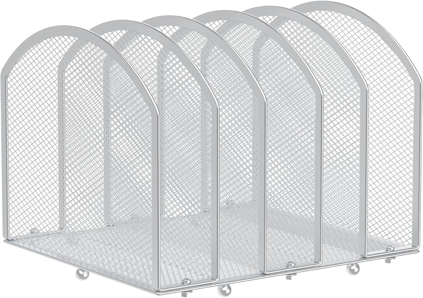 Desk File Organizer 5 Sections Desktop Organizer File Sorter Office Organization File Folder Holder for Office School & Classroom (Silver, 5 Section - 1Pack)