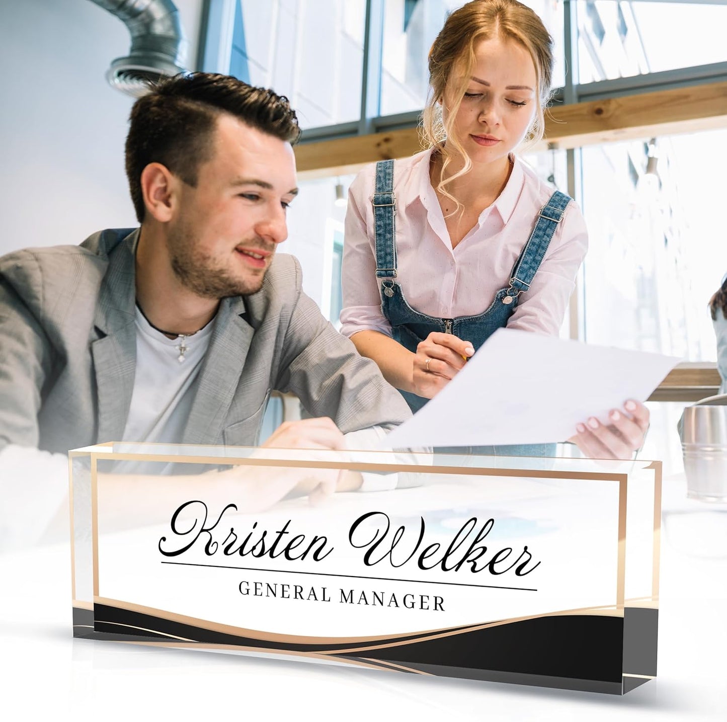 Name Plate for Desk, Desk Name Plate Personalized, Office Desk Decor for Women Men, Acrylic Desk Accessories Employee Appreciation Gifts Office Gifts for Boss, Manager, Teacher, Nurse