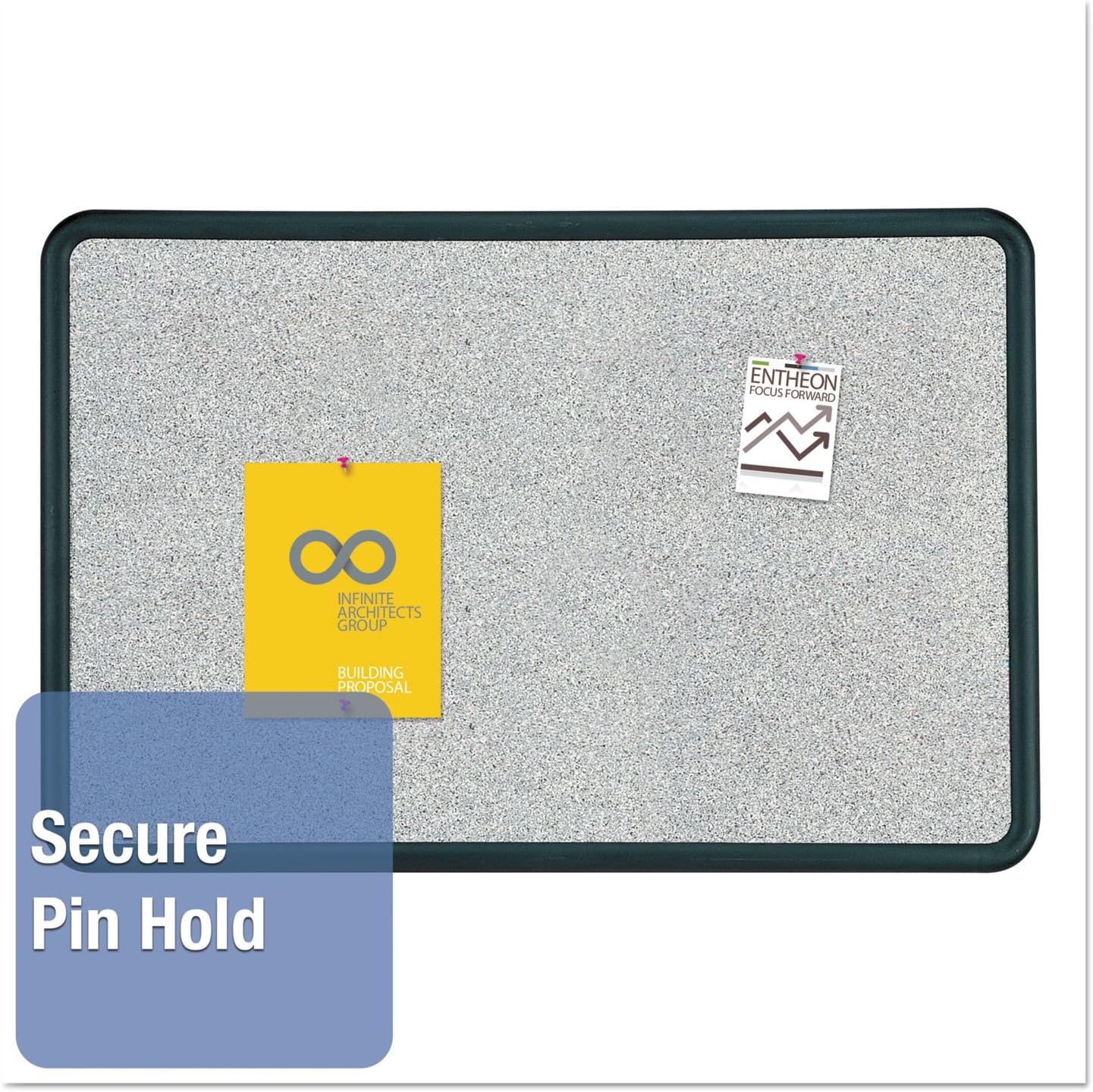 Quartet Bulletin Board, 2 x 3 Feet, Contour, Granite-Colored Surface with Black Plastic Frame (699370)