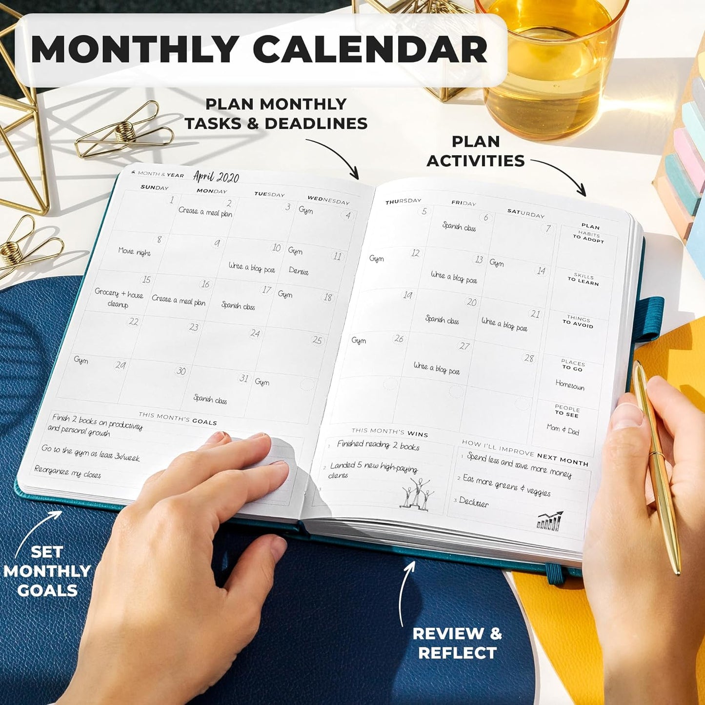 Clever Fox Planner Premium Edition – Undated Luxurious Weekly & Monthly Planner to Increase Productivity and Hit Your Goals – Organizer – Start Anytime, A5, Lasts 1 Year, Dark Teal (Weekly)