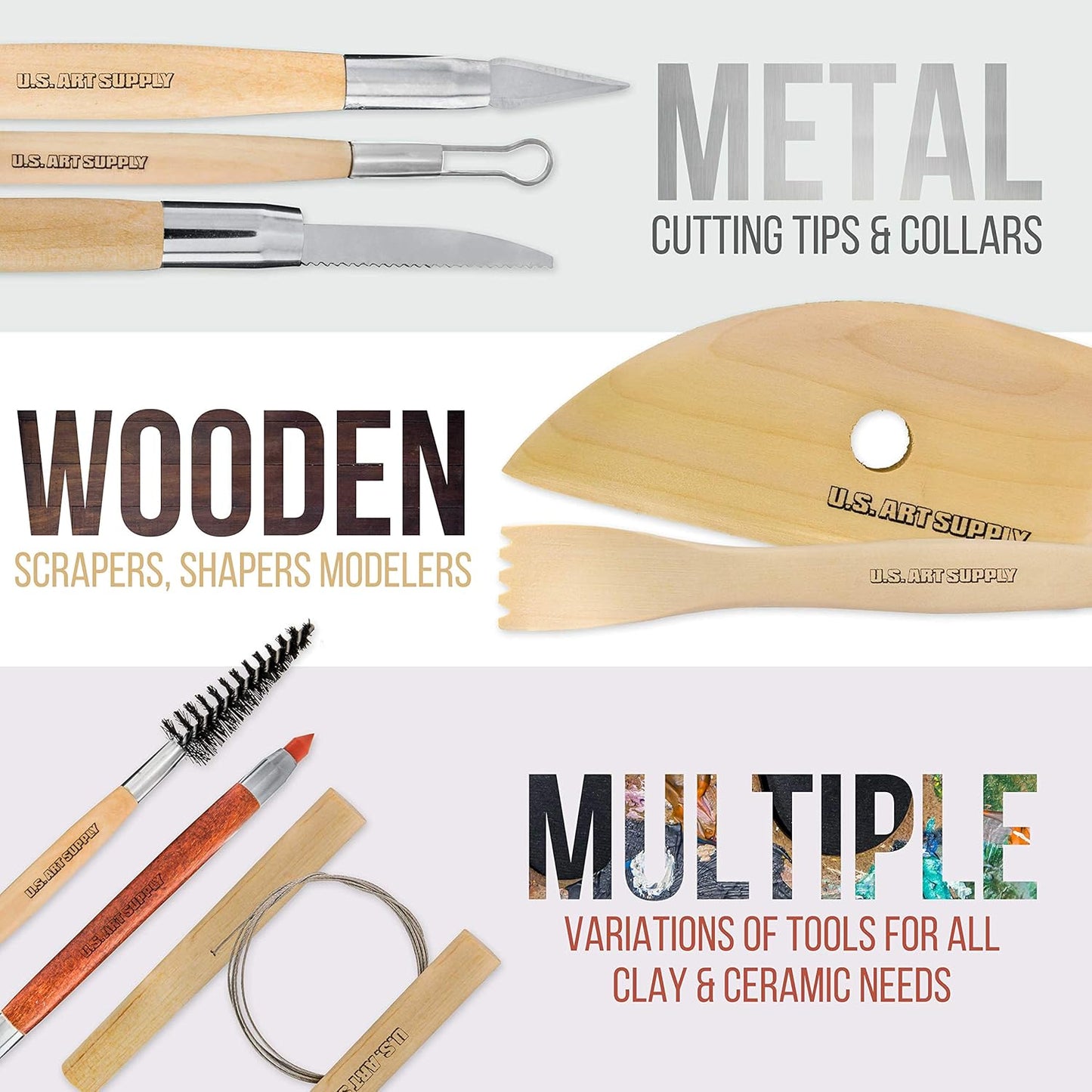 U.S. Art Supply Pottery & Clay Tools Set (53-Piece) - Includes Pottery Tools, Canvas Case for Sculpting, Ceramics, and Easy Storage & Transport