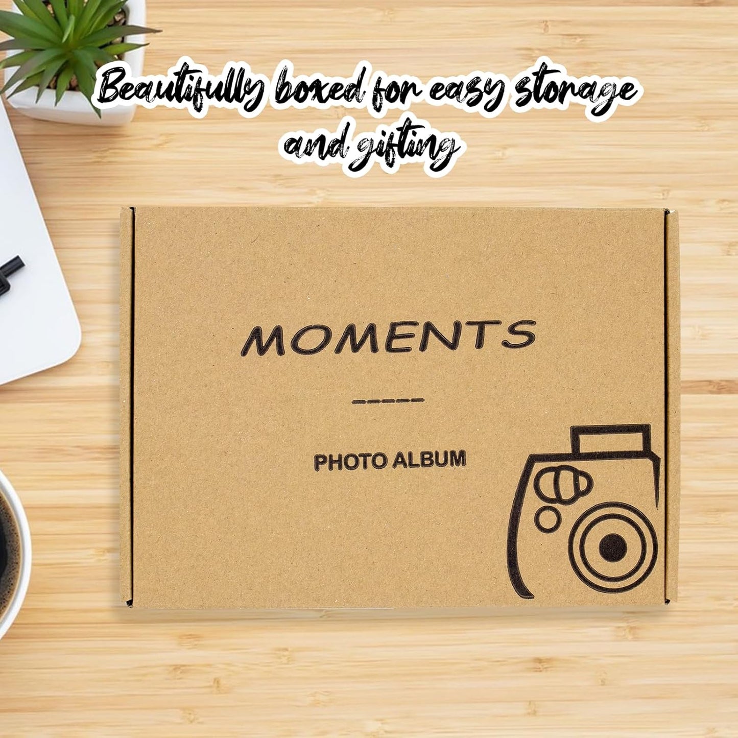 Kid Scrapbook Photo Album Hard Cover DIY Photo Album for Kids Instant Camera Print Paper with DIY Accessories (Brown)