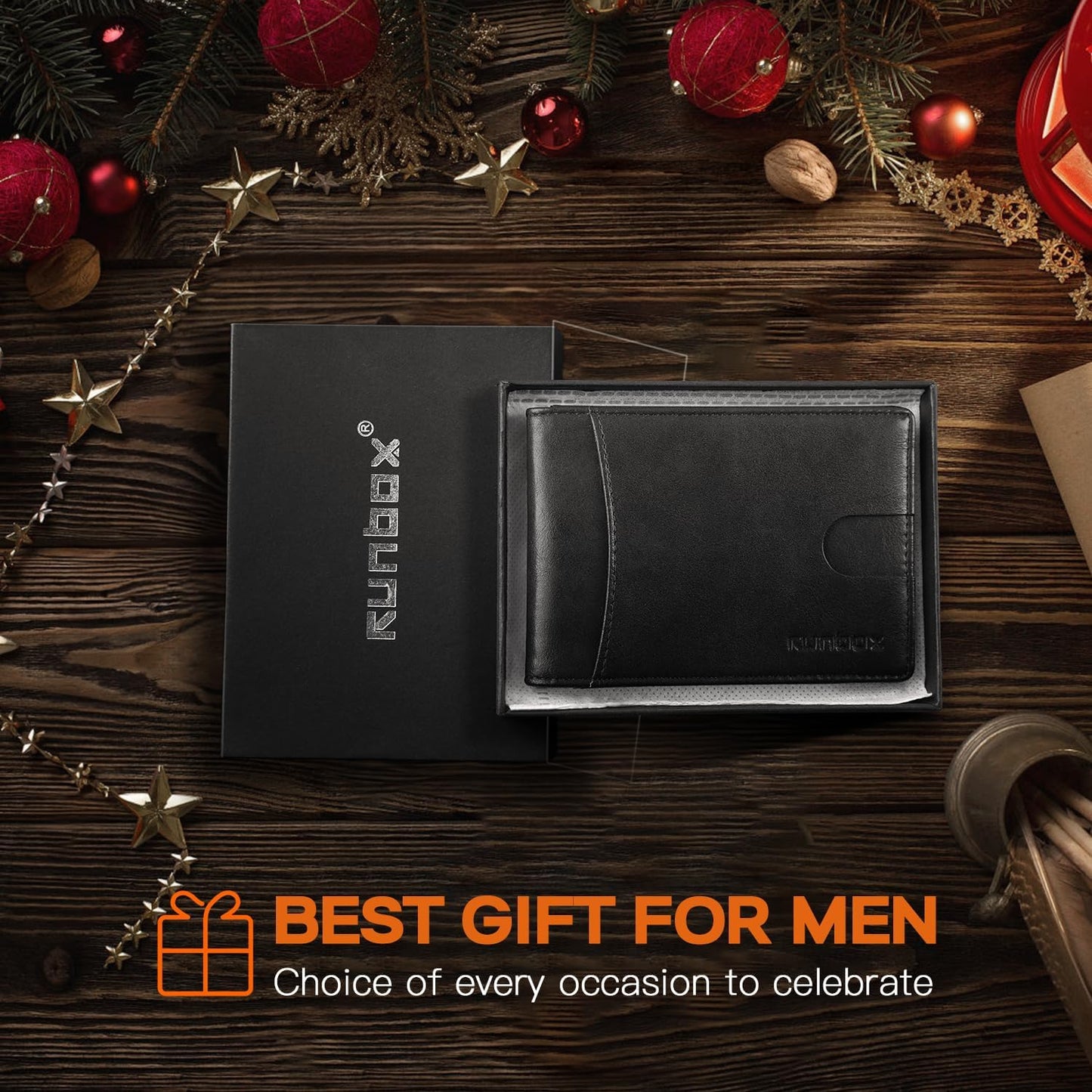 Slim Wallet for Men Genuine Leather RFID Blocking Bifold Minimalist Front Pocket Mens Wallet with Money Clip Thin Gift Box