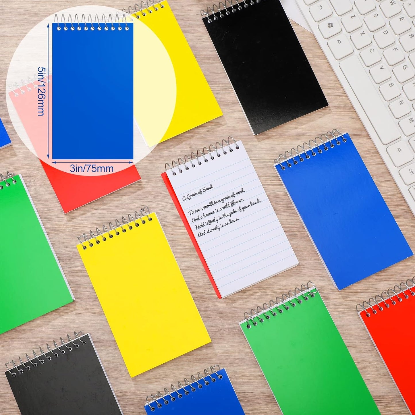 50 Pcs Small Pocket Notebooks 3 x 5 Inch Mini Memo Spiral Notepads Top Bound College Ruled Lined Note Pads for Back School Office Journaling Noting, 75 Sheets/Pad (Neon)