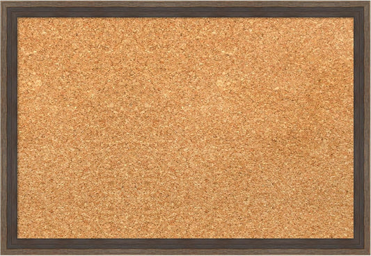 Amanti Art Natural Cork Board for Wall, 13x19 Vision Board with Brown Wood Frame, Small Corkboard Office Decor for Home Organization, Modern Corkboard Pinboard to Display Items for Home Organization