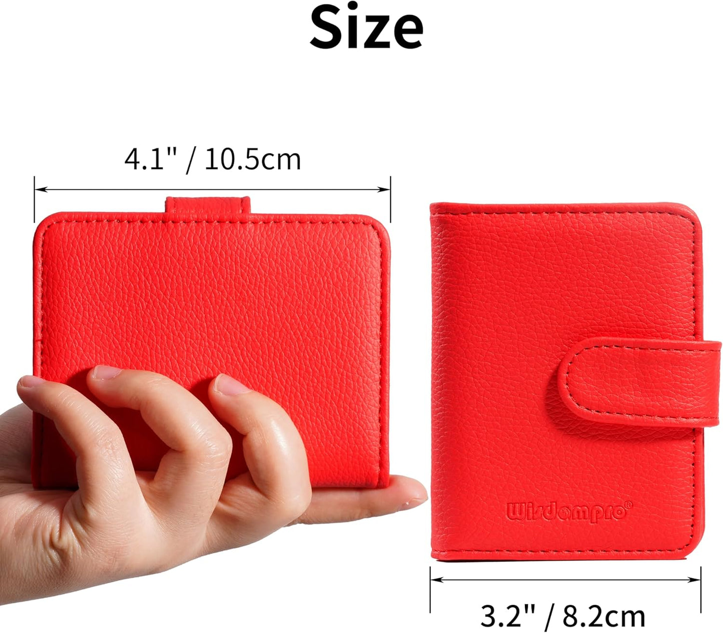 Wisdompro Credit Card Holder, Slim Leather RFID Blocking Wallet Debit Card Protector Organizer Case (20 Card & 7 Memory Card Slots)-Vertical Red