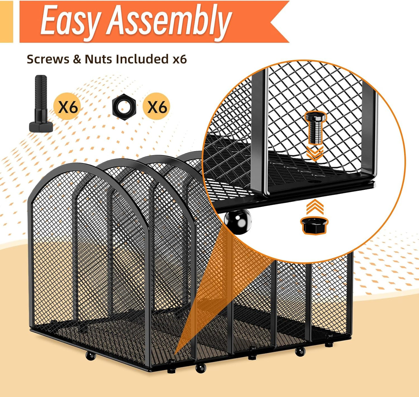 5-Section Desk File Organizer, Vertical Desktop File Holder Mail Sorter File Folder Holder Organization for Office School & Classroom (Black - 1Pack)