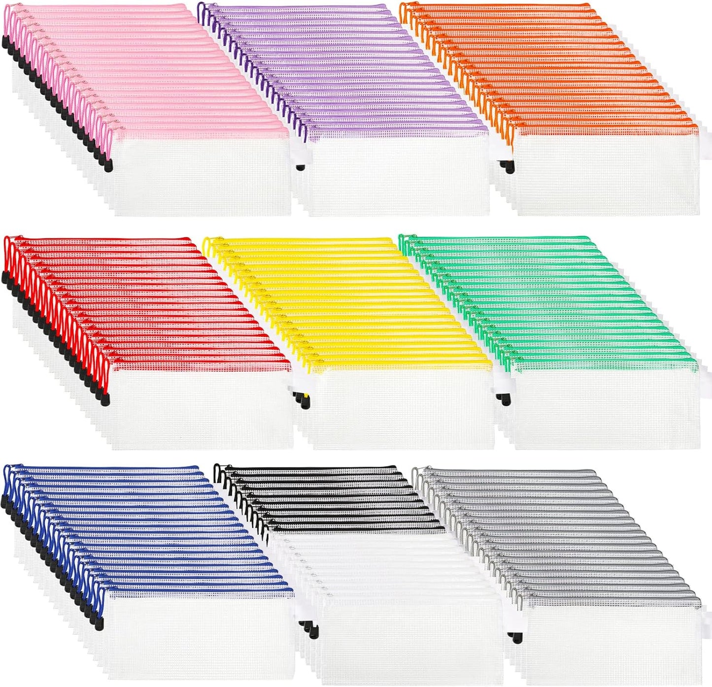 Zhehao 200 Pieces A6 Mesh Zipper Pouch Bulk Mesh Bags with Zipper Waterproof Small Pencil Pouches for School Office Supplies Organization 9.4 x 4.5 Inches(10 Assorted Colors)