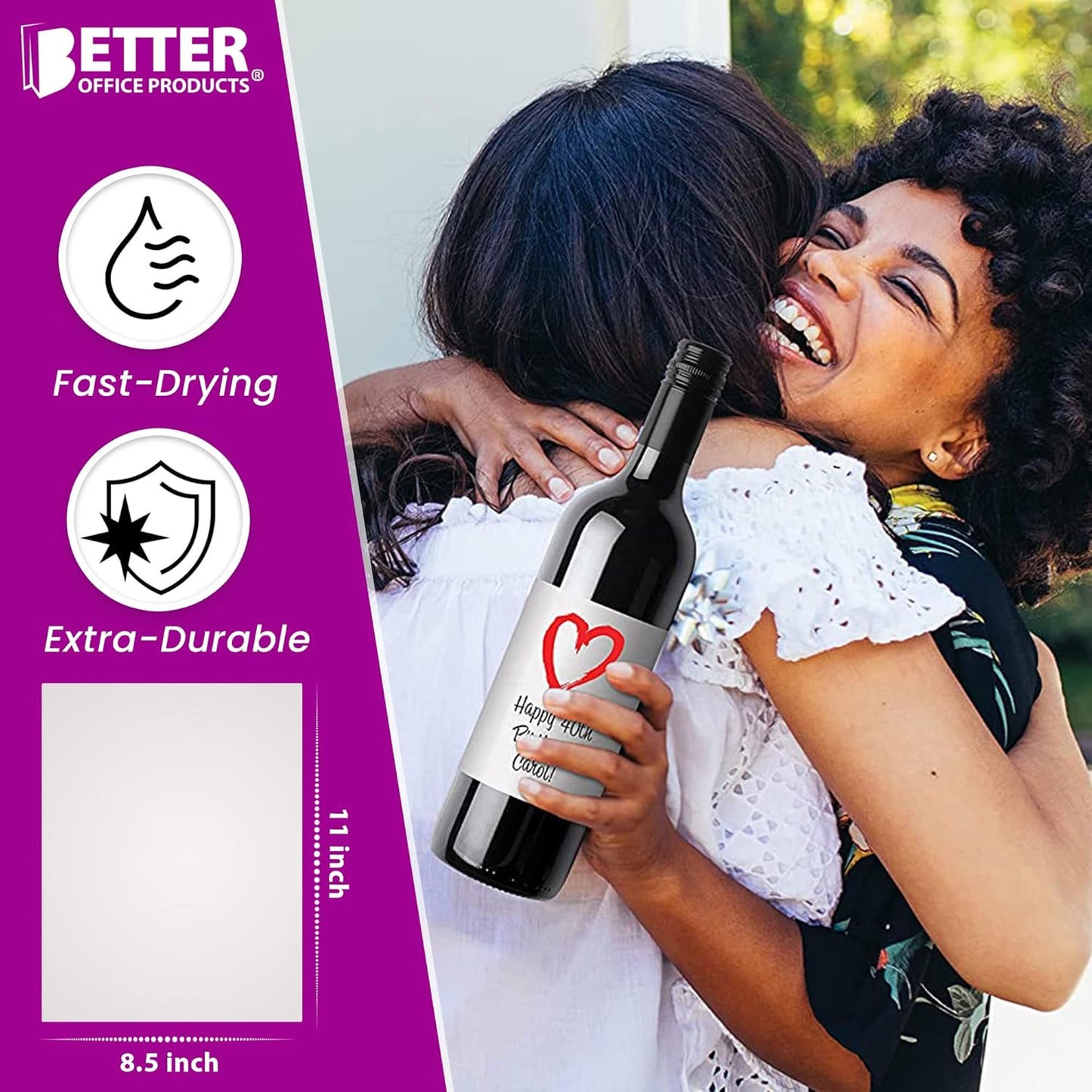 Better Office Products Thin Glossy Photo Paper, 100 Sheets, 8.5 x 11", 30 lb, 115gsm, Inkjet Photo Paper, for Brochure Printing, Custom Chip Bag Party Favors, Letter Size, 100-Count Pack