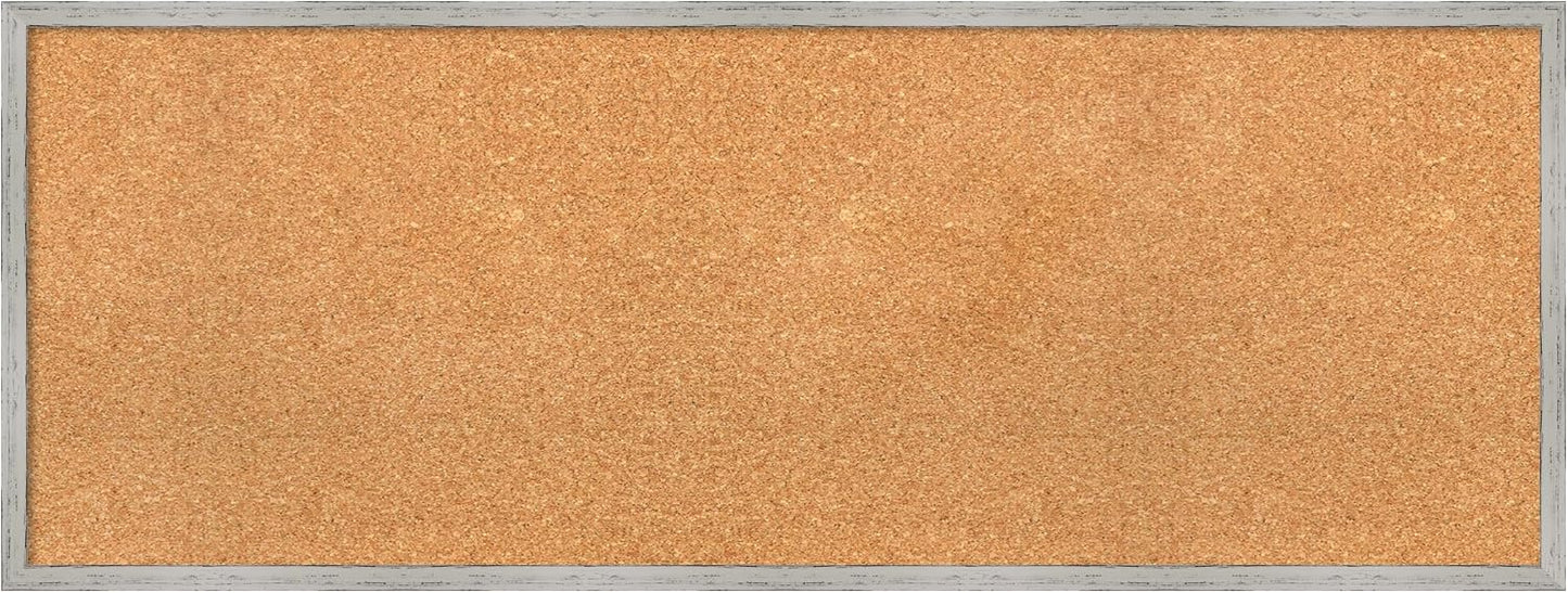 Amanti Art Natural Cork Board for Wall, 17x45 Vision Board with White Frame, Oversize Corkboard Office Decor for Home Organization, Cottage Corkboard Pinboard to Display Items for Home Organization