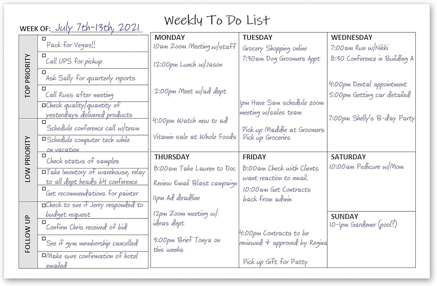 Weekly TO DO List Notepads (2 Pack, 50 Pages Each) Task Pad Planner w/Daily Checklist, Priority ToDo & Note Sections. Desk Notebook Pad to Organize Office. 8.5 X 5.5, A5 Sheets. Made in the USA.