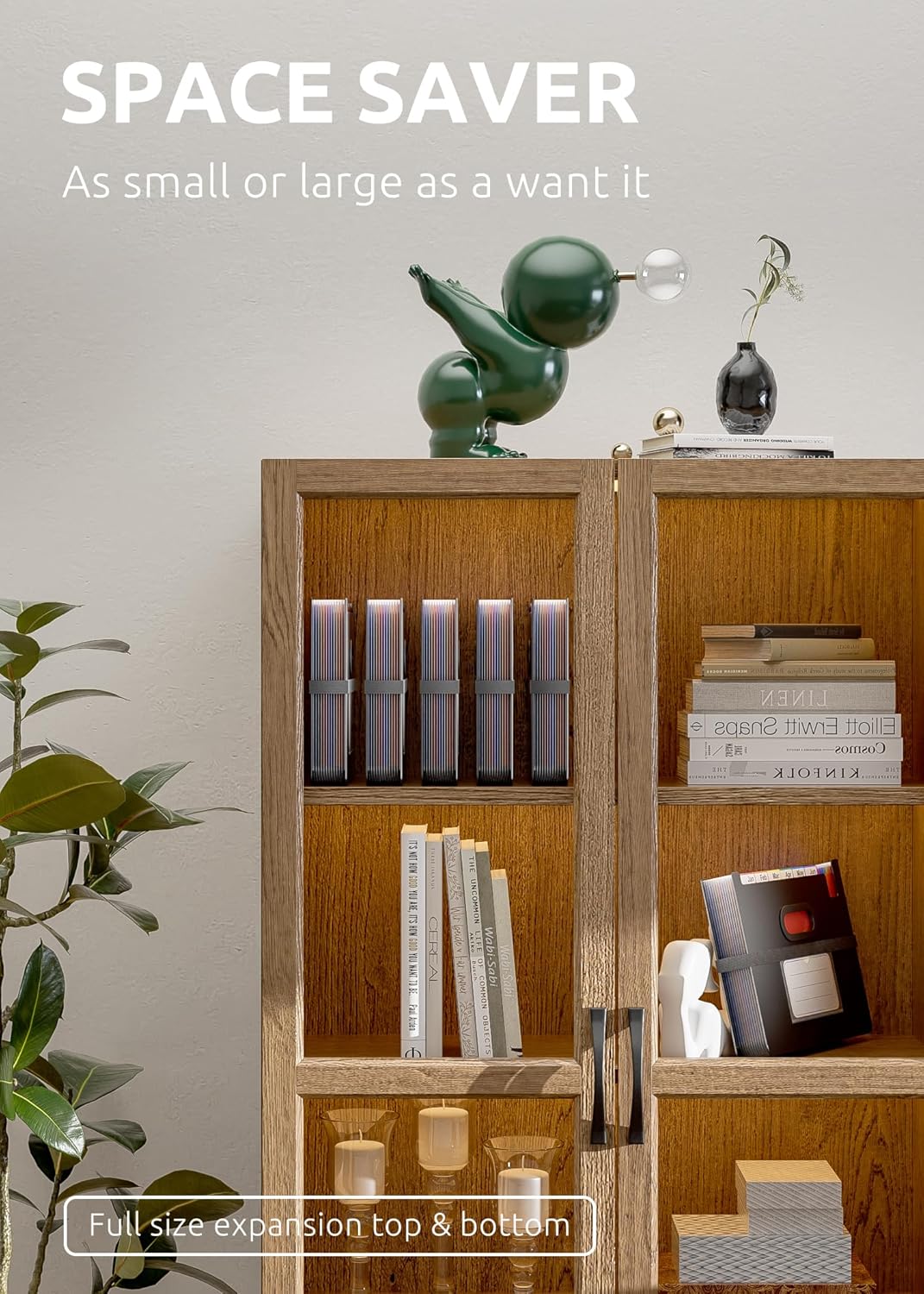 ThinkTex 12 Pockets Accordion File Organizer, Upright & Coverless, Monthly Colorful Tabs, Larger Capacity Expanding File Folder, Letter/A4 Size for School, Home and Office - Black