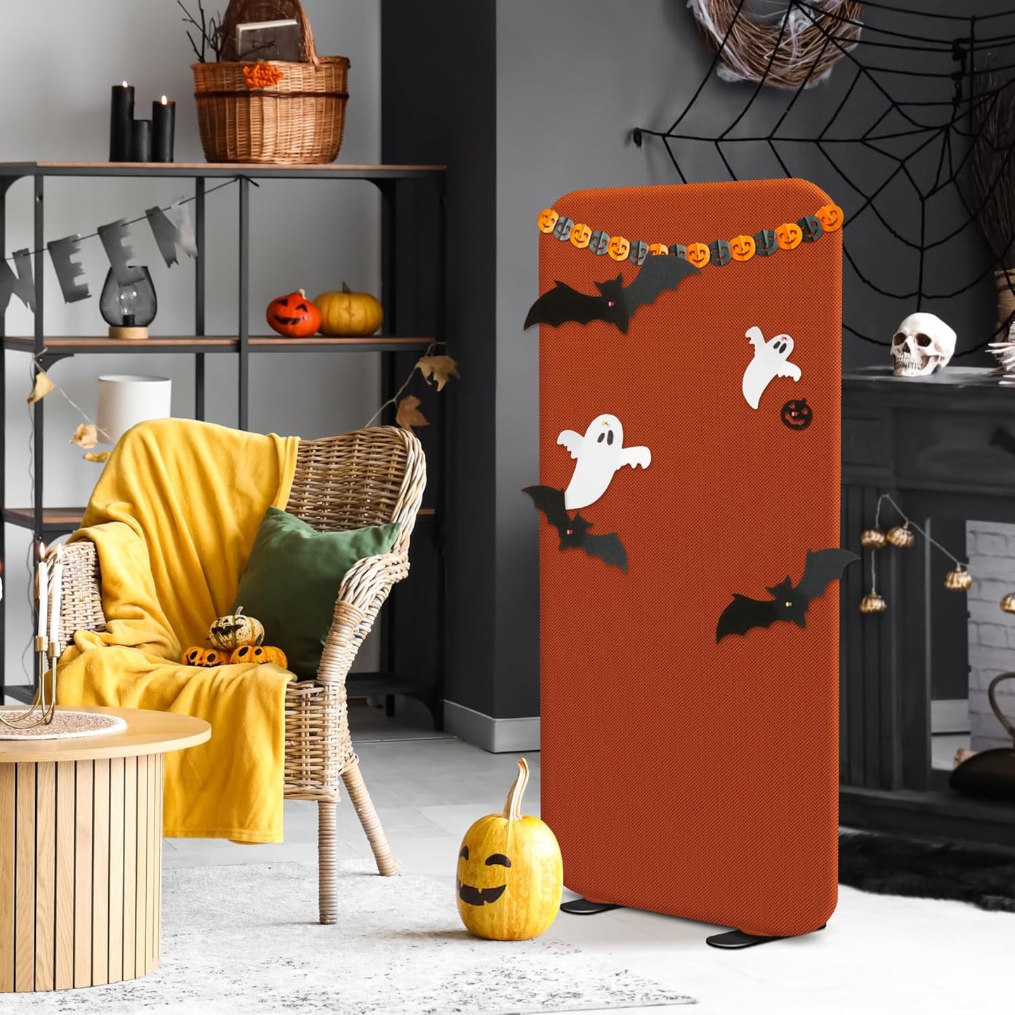 DECOLAB Standing Room Divider, Portable Privacy Wall Partition for Studio Apartment, Living Room, Bedroom, Workspace, Scratch Resistance, 29”x65”, Sunrise