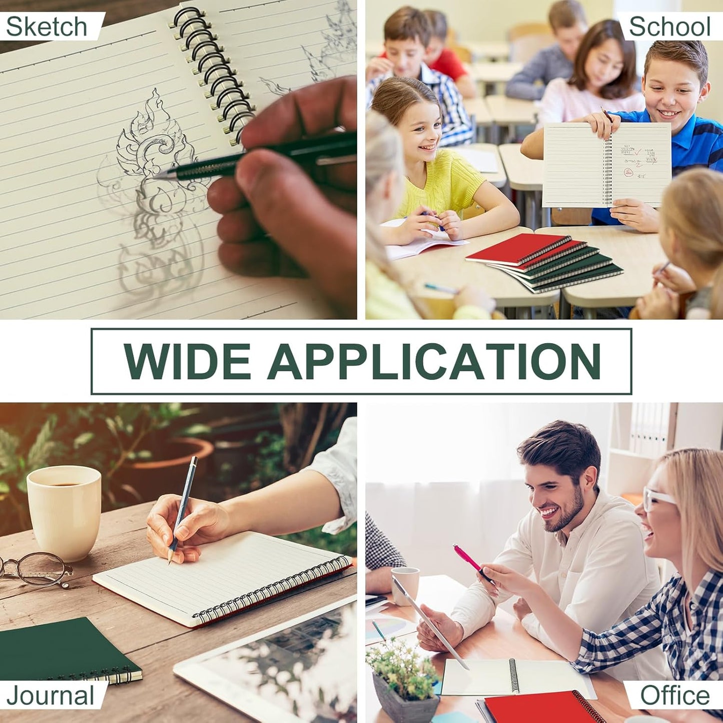 Yahenda Spiral Notebook Bulk A5 Journal Lined 8.3'' x 5.5'' Writing Composition Paper Small Notepad Subject Notebook for Students Office Business Back to School Supplies(Deep Green,Red,18 Pcs)