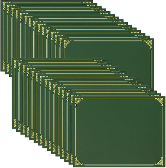 Ndsox 30 Packs Green Certificate Holders, Graduation Diploma Holders, 350GSM, Diploma Covers with Gold Foil Border for Letter Size 8.5" x 11" Award Certificate Paper, Cardstocks and Documents