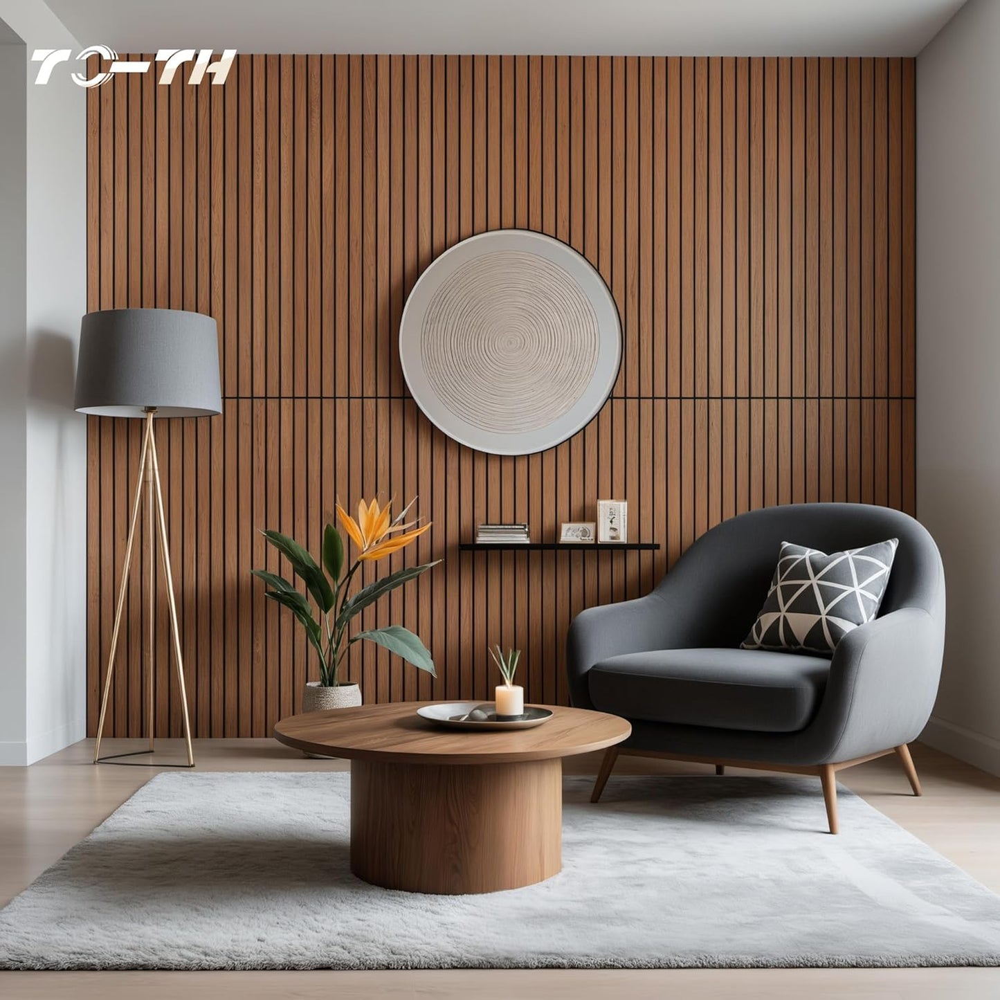 TO-TH Wood-Look Acoustic Panel, 4 Pack 47.2” x 23.6” Soundproof Wall Panels, Decorative Sound Absorbers Large Acoustic Panels for Home, Office, Basement, Cherry