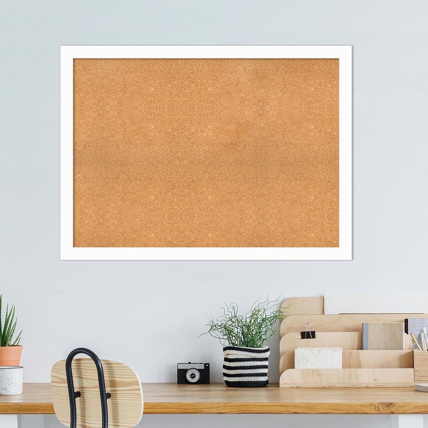 Amanti Art Natural Cork Board for Wall, 33x45 Vision Board with White Frame, Oversize Corkboard Office Decor for Home Organization, Casual Corkboard Pinboard to Display Items for Home Organization in