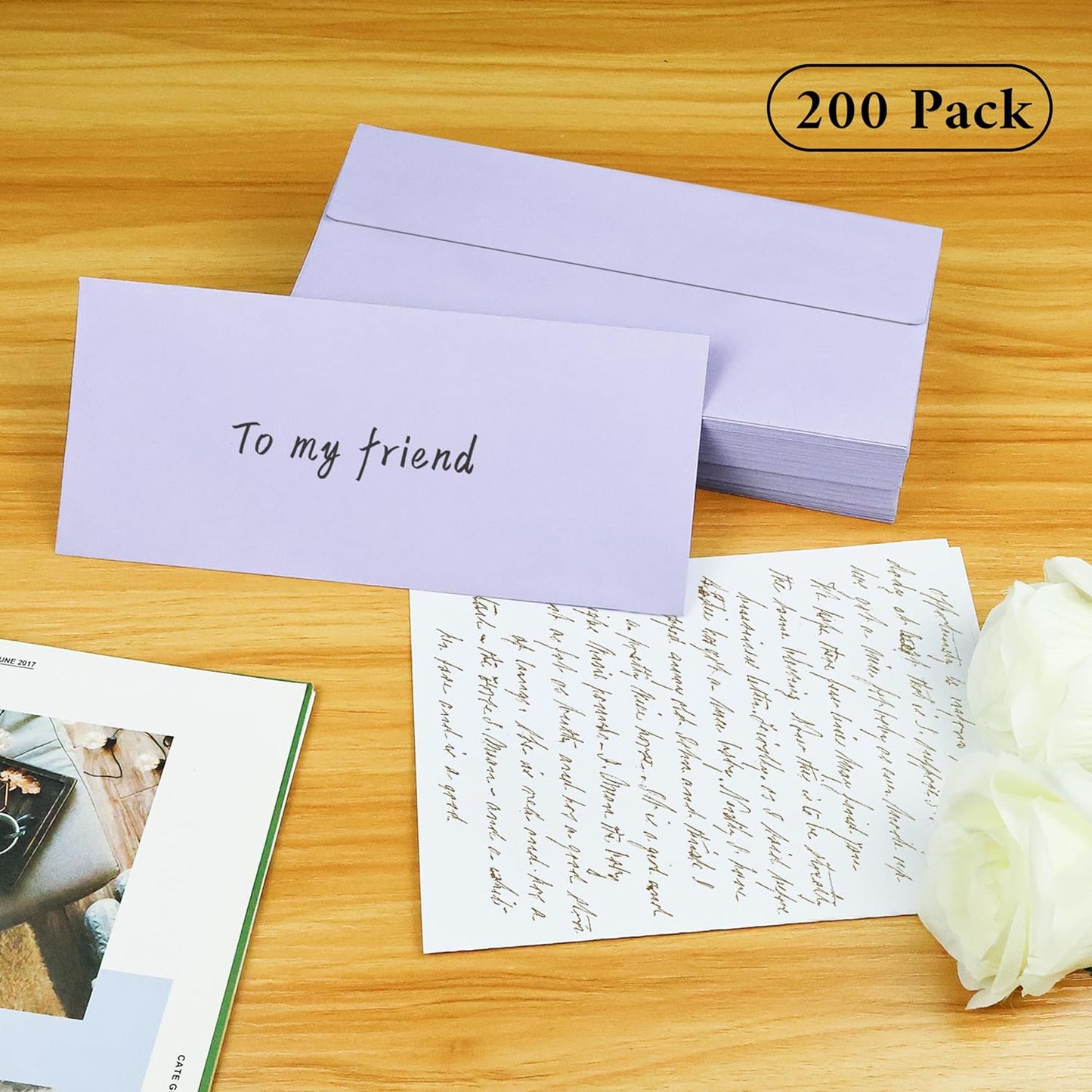 200 Pack #10 Business Envelopes, Light Purple Standard Envelopes Self Seal, Letter Size Mailing Envelopes for Checks Letters Invoices Statements Birthday Graduation Wedding, 4 1/8 x 9 1/2 Inch