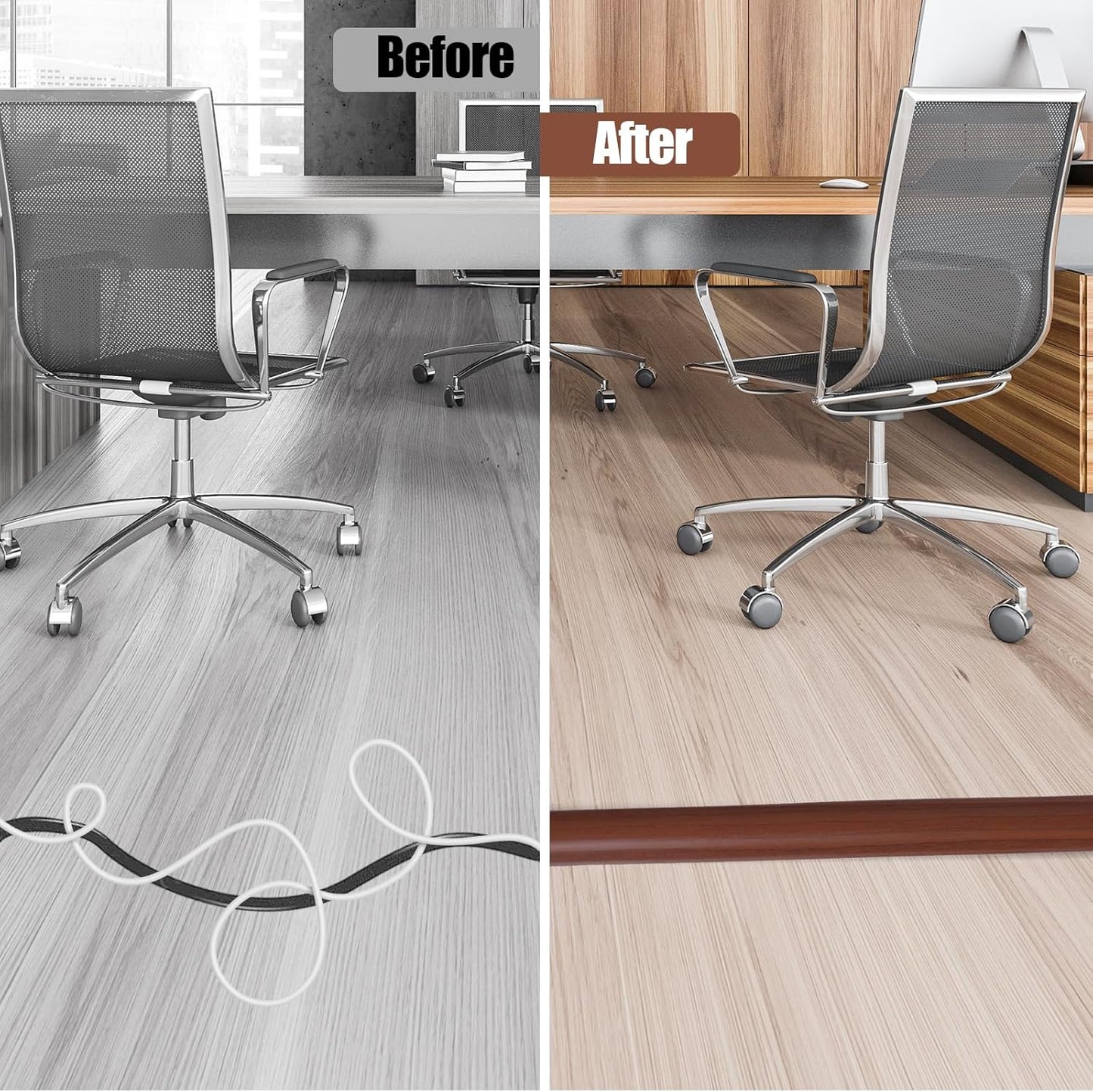 Floor Cord Cover Self Adhesive Cord Hider,3.3FT Cable Management, Extension Strip Protector for Wires, Prevent Cable Trips for Offices, Gyms, Exhibitions Cavity:0.47"(W) x0.35(H) Wood Red Teak