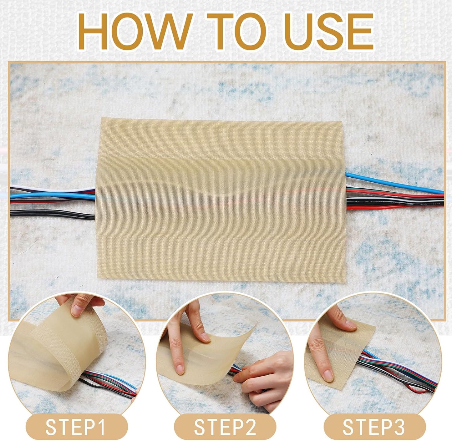 WILLBOND Carpet Cord Cover Cable Grip Floor Cover Cable Protector Management Only for Commercial Office Carpet(Khaki,39.37 ft)