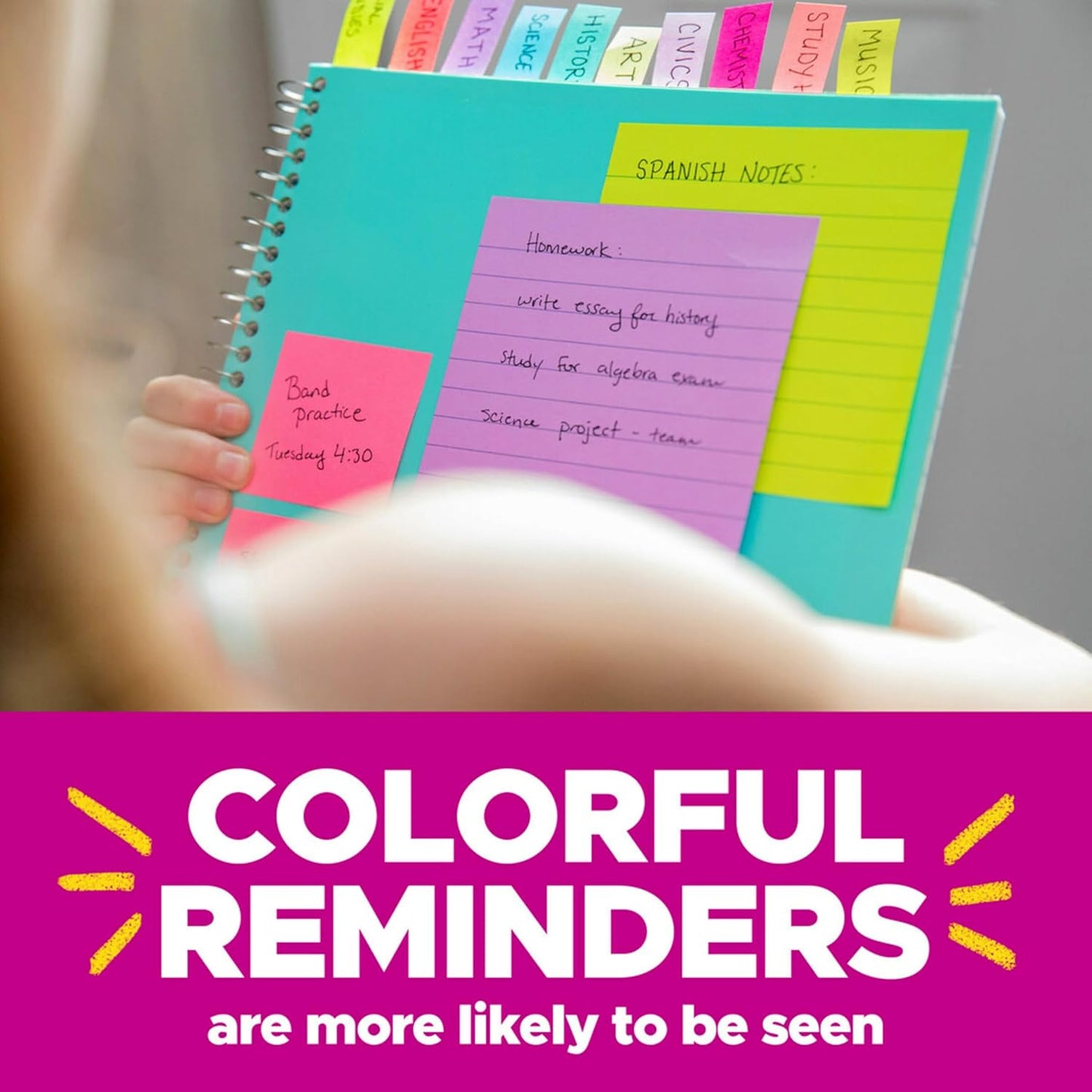 Post-it Super Sticky Notes, 24 Sticky Note Pads, 3 x 3 in., School Supplies, Office Products, Sticky Notes for Vertical Surfaces, Monitors, Walls and Windows, Energy Boost Collection