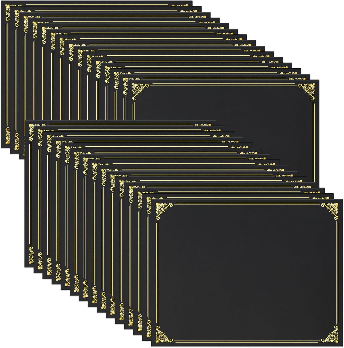 Ndsox 30 Packs Black Certificate Holders, Graduation Diploma Holders, 350GSM, Diploma Covers with Gold Foil Border for Letter Size 8.5" x 11" Award Certificate Paper, Cardstocks and Documents