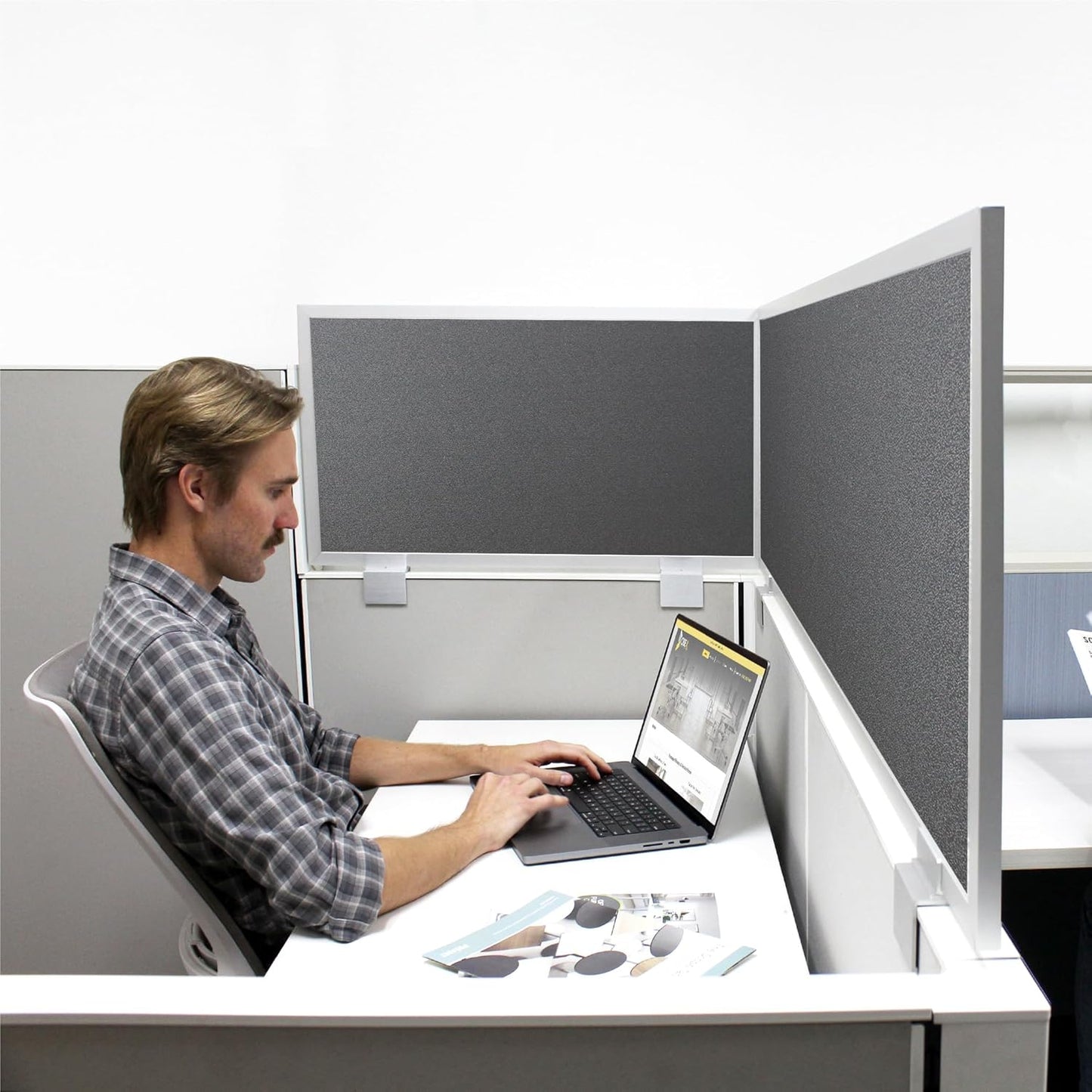 OBEX Acoustical Cubicle Privacy Screen Extender Desk Panel & Office Divider, Add Separation & Block Noise, 12" x 36", Graphite