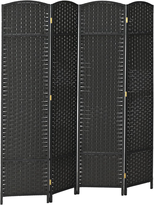 HOMCOM Room Divider, 4 Panel Folding Privacy Screen, 5.6' Tall Freestanding Partition for Home Office, Bedroom, Black