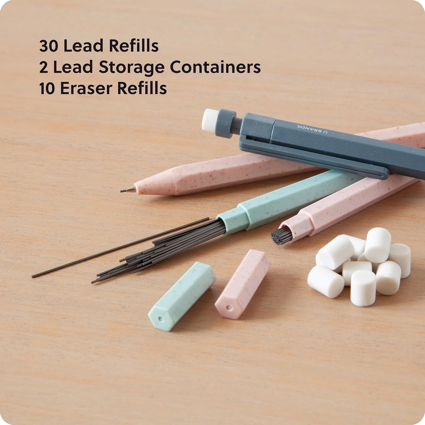 U Brands U-Eco Recycled Mechanical Pencil Set, Bulk Mechanical Pencils 0.7mm, Speckled Brights, Medium Lead, School Supplies, 10 Pack