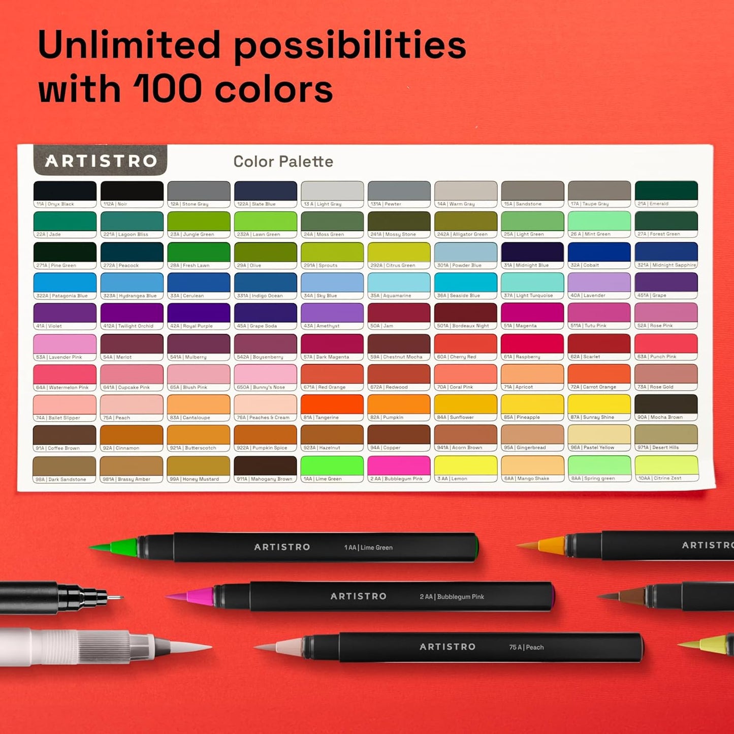 ARTISTRO 100 Watercolor Markers Teacher Appreciation Gifts – Brush Pens, Fineliner, Water Brush, Portable Bag – Vibrant, Washable, Non-Toxic – Ideal Gift for Women for Coloring, Calligraphy & Art