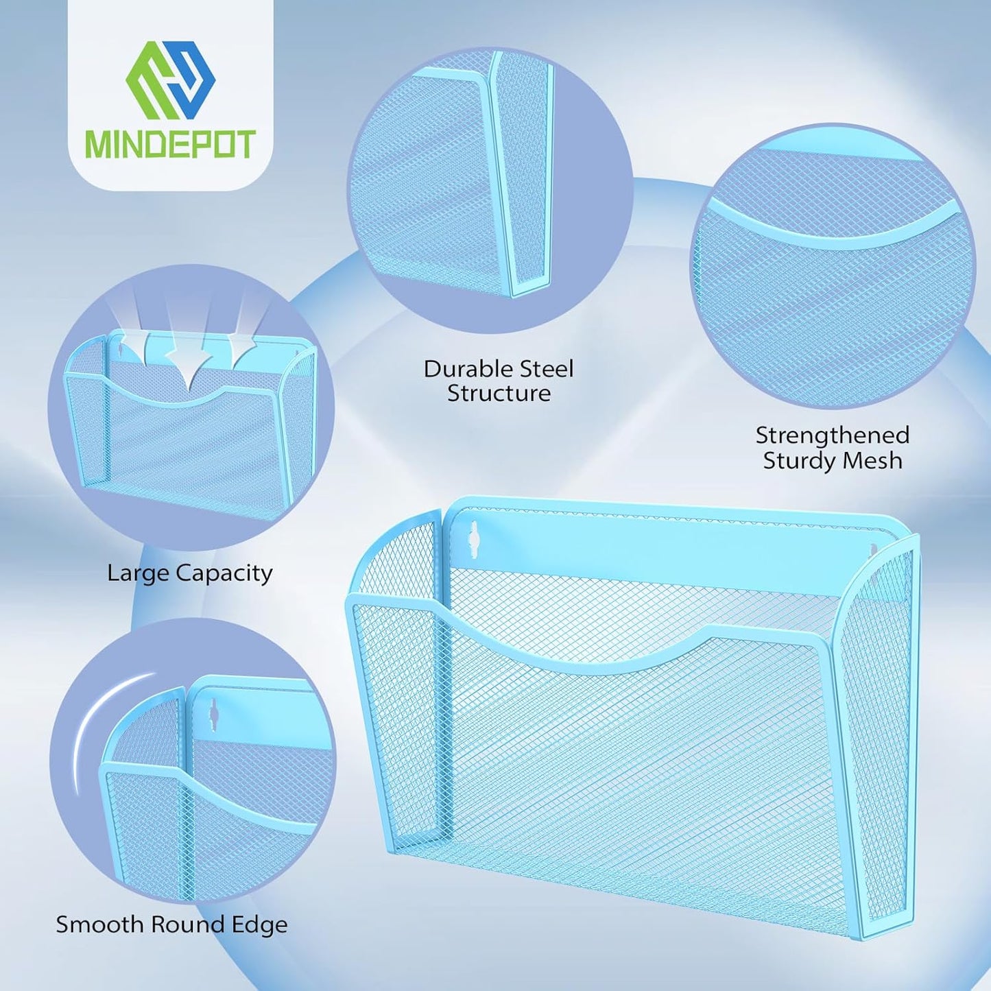 Wall File Organizer,Hanging Wall Mounted File Folder Binder Holder Mail Organizer for Office,Home and School Supplies