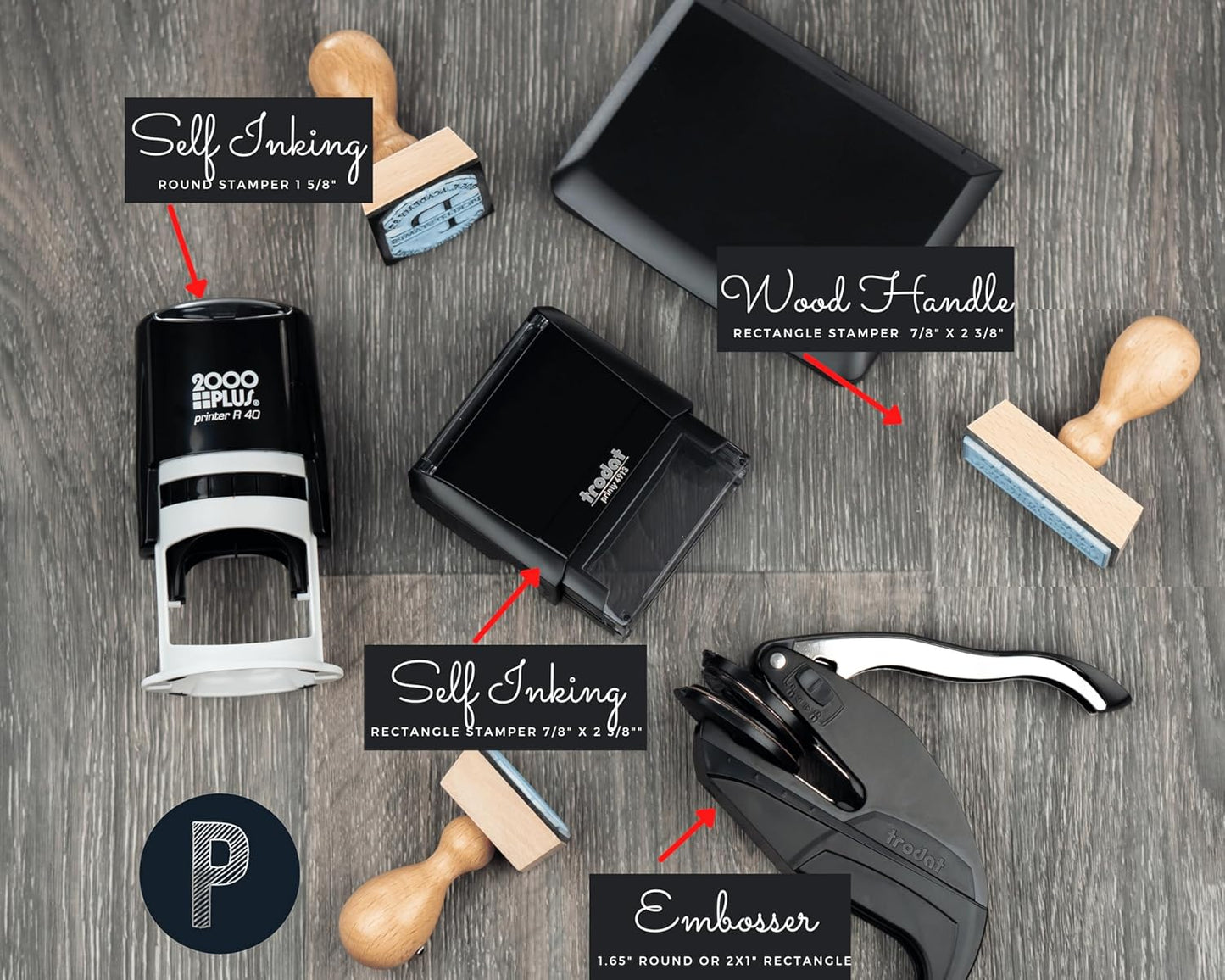 Pickled Stamps Personalized Embosser Book Stamp - from The Library of | Custom Books 1 5/8/ inchs x Black Red Blue Green Purple