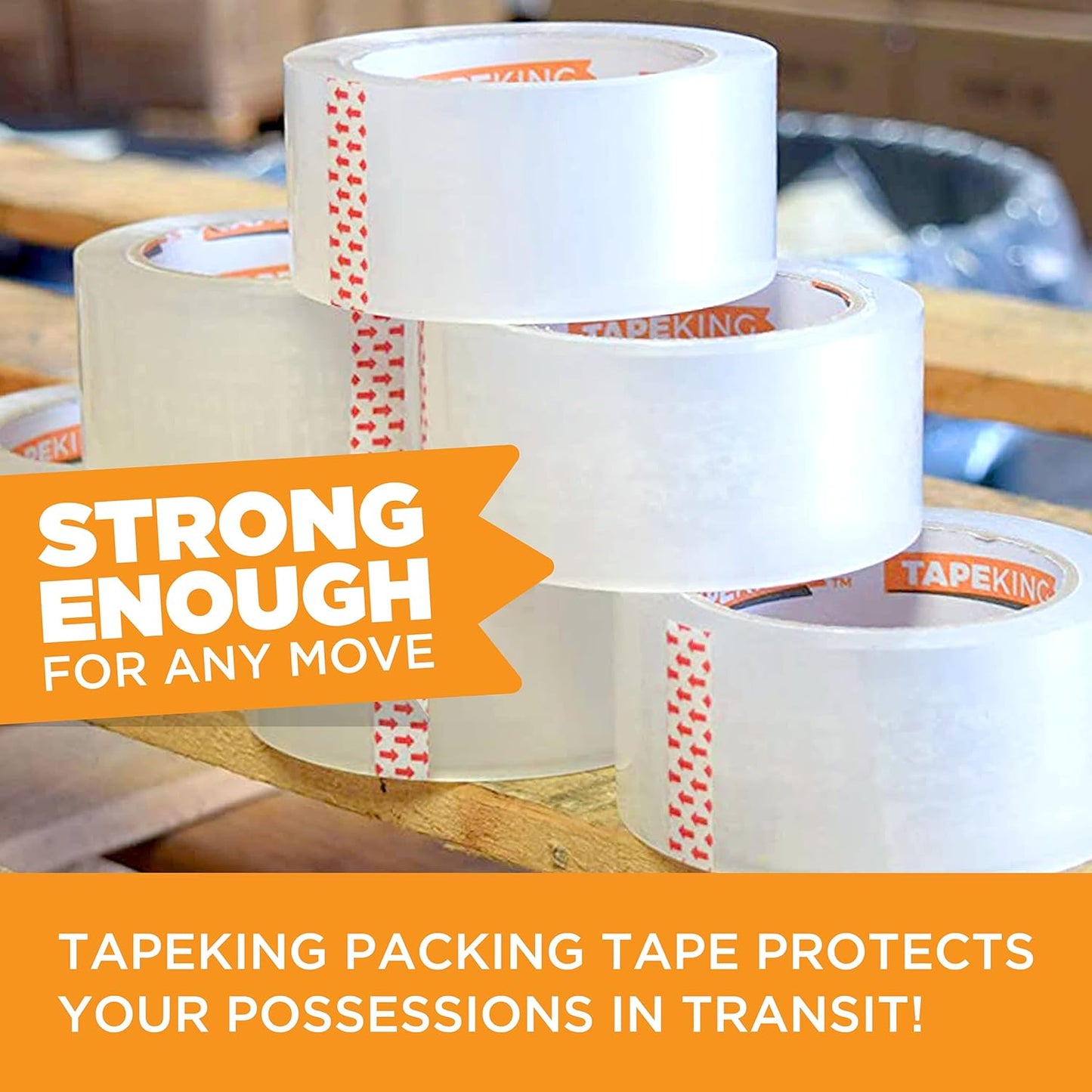 Tape King® Clear Packing Tape - 60 Yards Per Roll (12 Rolls) - 1.88 Inch Wide Stronger & Thicker 2.7mil, Heavy Duty Adhesive Industrial Depot Tape for Moving Packaging Shipping, Office & Storage